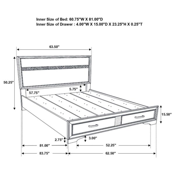 Miranda 51-inch Wood Queen Storage Panel Bed Black