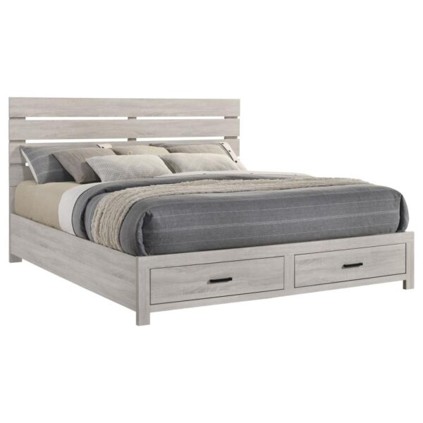 Brantford Wood Eastern King Storage Panel Bed Coastal White