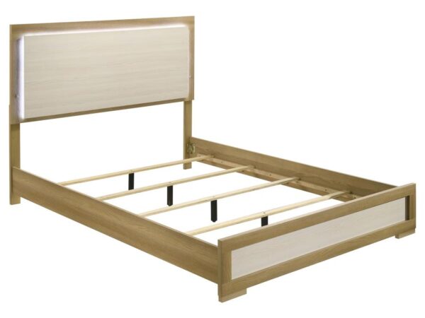 Hyland Wood Queen LED Panel Bed Natural and White