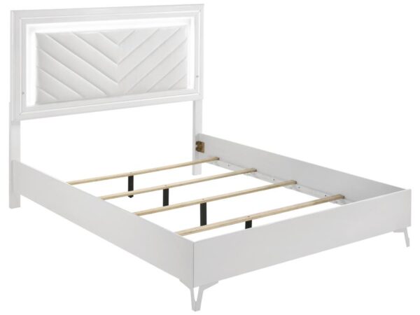 Cassia Queen LED Panel Bed White High Gloss