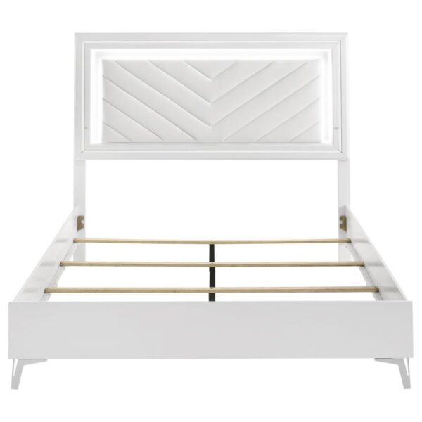 Cassia Queen LED Panel Bed White High Gloss