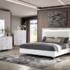 Cassia Queen LED Panel Bed White High Gloss