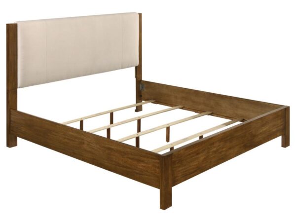 Adderley Eastern King Wood Panel Bed Cream and Warm Brown