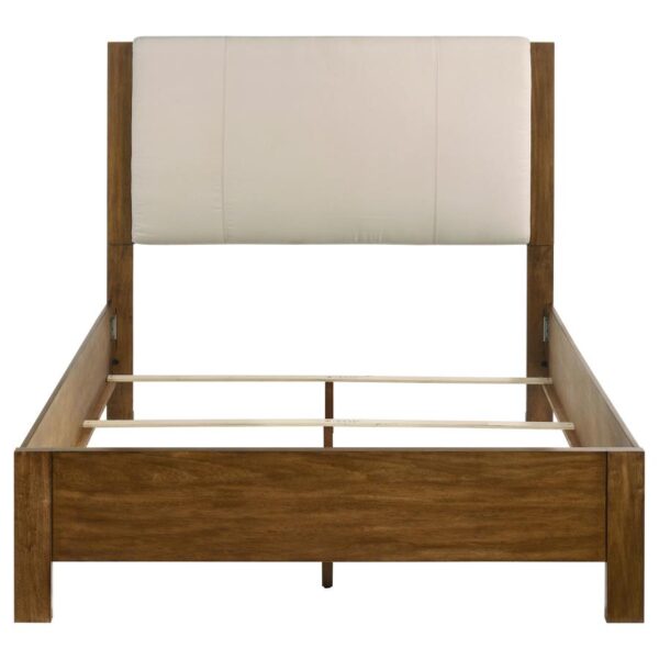 Adderley Queen Wood Panel Bed Cream and Warm Brown