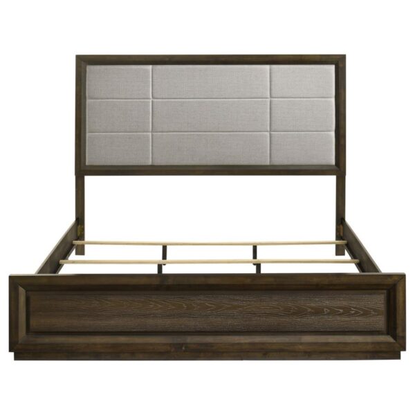 Atlas 63-inch Eastern King Upholstered Panel Bed Grey and Dark Oak