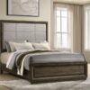 Atlas 63-inch Queen Upholstered Panel Bed Grey and Dark Oak