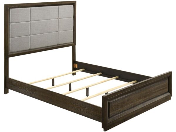 Atlas 63-inch Queen Upholstered Panel Bed Grey and Dark Oak