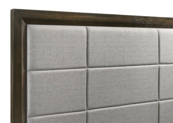 Atlas 63-inch Queen Upholstered Panel Bed Grey and Dark Oak