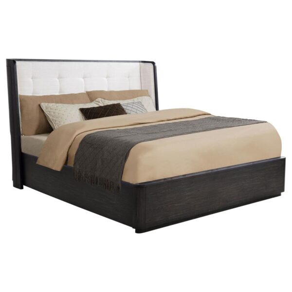 Leandro 55-inch Eastern King Wingback Bed Burnished Black