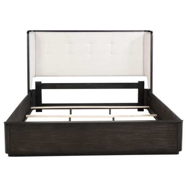 Leandro 55-inch Eastern King Wingback Bed Burnished Black