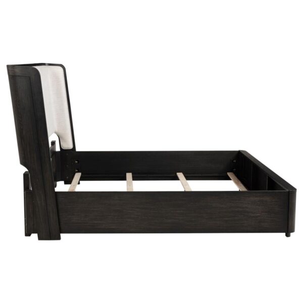 Leandro 55-inch Eastern King Wingback Bed Burnished Black