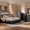 Leandro 55-inch Eastern King Wingback Bed Burnished Black
