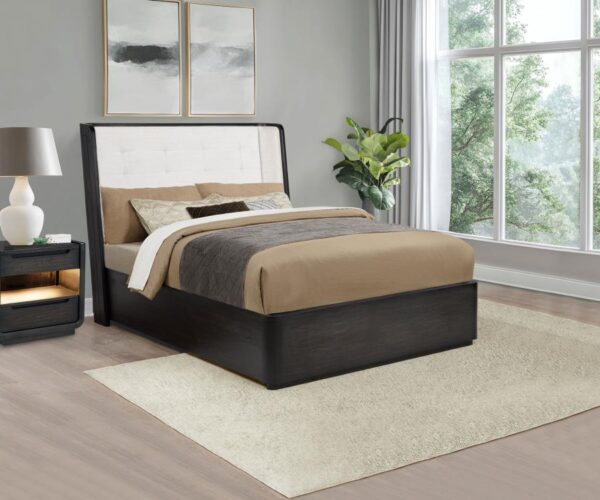 Leandro 55-inch Queen Wingback Bed Burnished Black