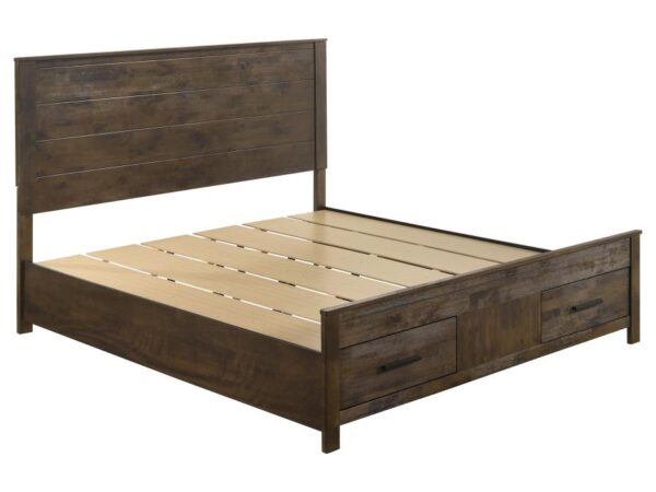 Woodmont Eastern King Storage Bed Rustic Golden Brown