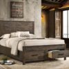 Woodmont Wood Queen Storage Panel Bed Rustic Golden Brown