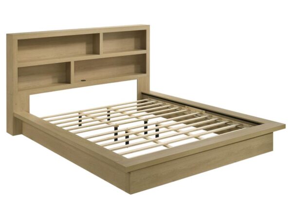 Hendricks Eastern King Bookcase Headboard Platform Bed Light Oak