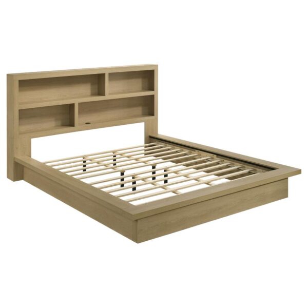 Hendricks Eastern King Bookcase Headboard Platform Bed Light Oak