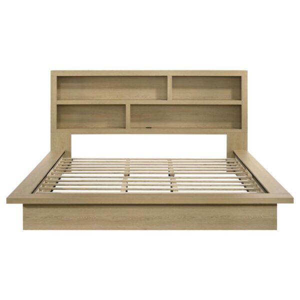 Hendricks Eastern King Bookcase Headboard Platform Bed Light Oak