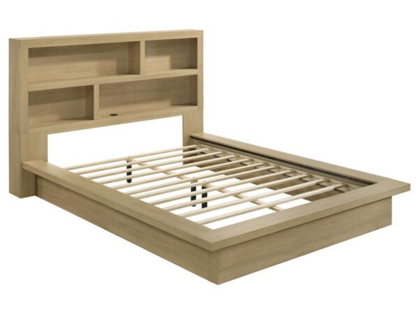Hendricks Queen Bookcase Headboard Platform Bed Light Oak