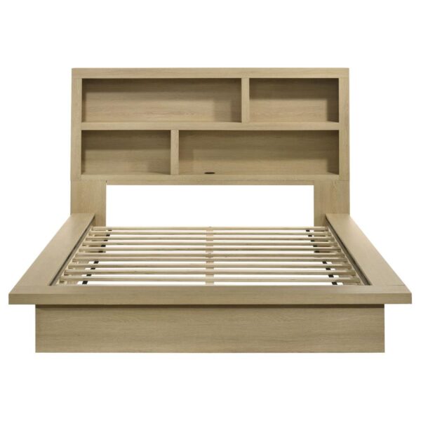 Hendricks Queen Bookcase Headboard Platform Bed Light Oak