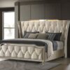 Lorient Eastern King LED Upholstered Bed Ivory and Camel