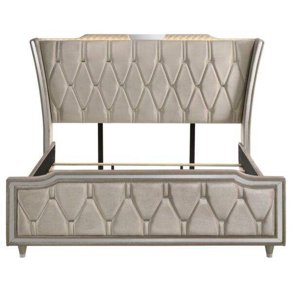 Lorient Eastern King LED Upholstered Bed Ivory and Camel