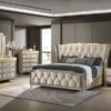 Lorient Eastern King LED Upholstered Bed Ivory and Camel