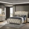 Lorient 4-piece Queen Bedroom Set Ivory and Camel
