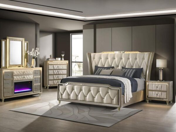 Lorient 5-piece Queen Bedroom Set Ivory and Camel