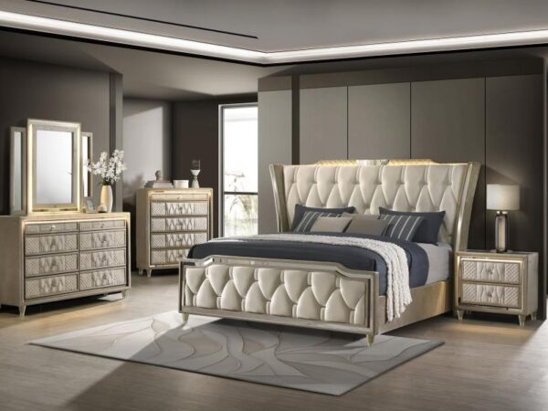 Lorient 5-piece Queen Bedroom Set Ivory and Camel