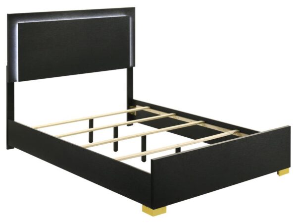 Marceline Wood Full LED Panel Bed Black