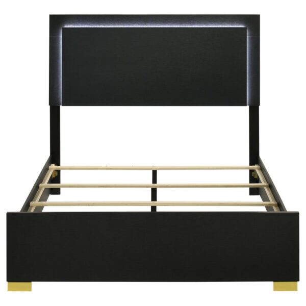 Marceline Wood Full LED Panel Bed Black
