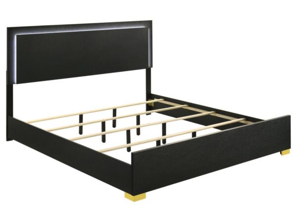 Marceline Wood Eastern King LED Panel Bed Black