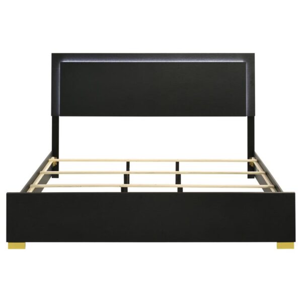 Marceline Wood Eastern King LED Panel Bed Black