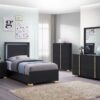 Marceline Wood Twin LED Panel Bed Black