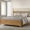 Bennett 62-inch Eastern King Upholstered Panel Bed Cream and Light Oak