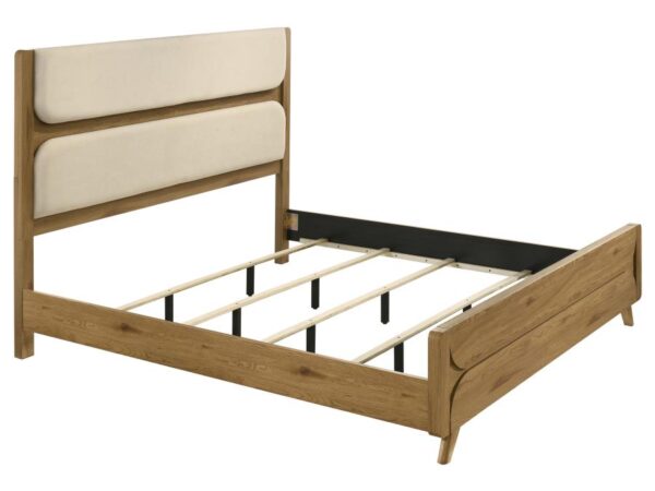 Bennett 62-inch Eastern King Upholstered Panel Bed Cream and Light Oak