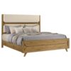 Bennett 62-inch Eastern King Upholstered Panel Bed Cream and Light Oak