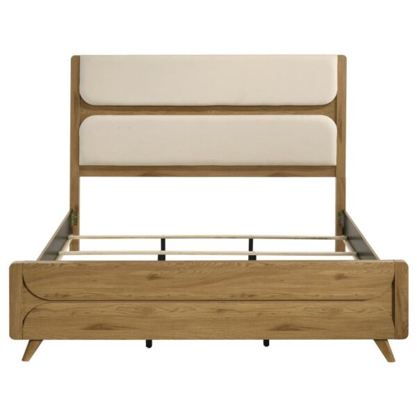 Bennett 62-inch Eastern King Upholstered Panel Bed Cream and Light Oak