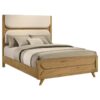 Bennett 62-inch Queen Upholstered Panel Bed Cream and Light Oak