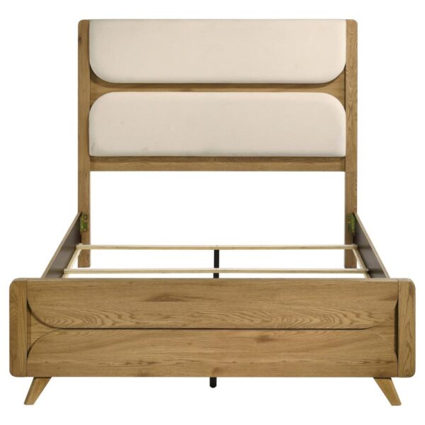 Bennett 62-inch Queen Upholstered Panel Bed Cream and Light Oak