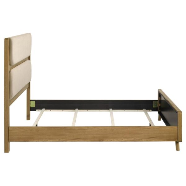 Bennett 62-inch Queen Upholstered Panel Bed Cream and Light Oak