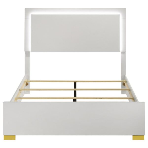 Marceline Wood Full LED Panel Bed White