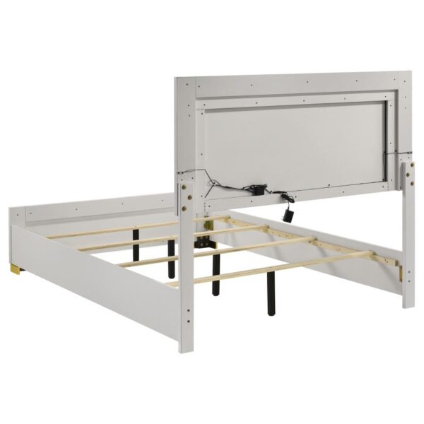 Marceline Wood Full LED Panel Bed White
