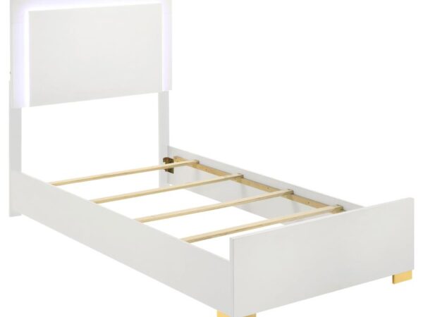 Marceline Wood Twin LED Panel Bed White