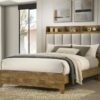 Henderson 57-inch Queen Bookcase Panel Bed Medium Oak