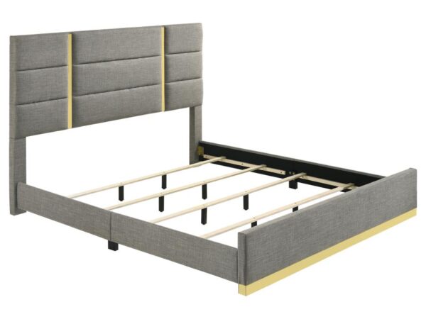 Ines 56-inch Fabric Upholstered Eastern King Panel Bed Grey