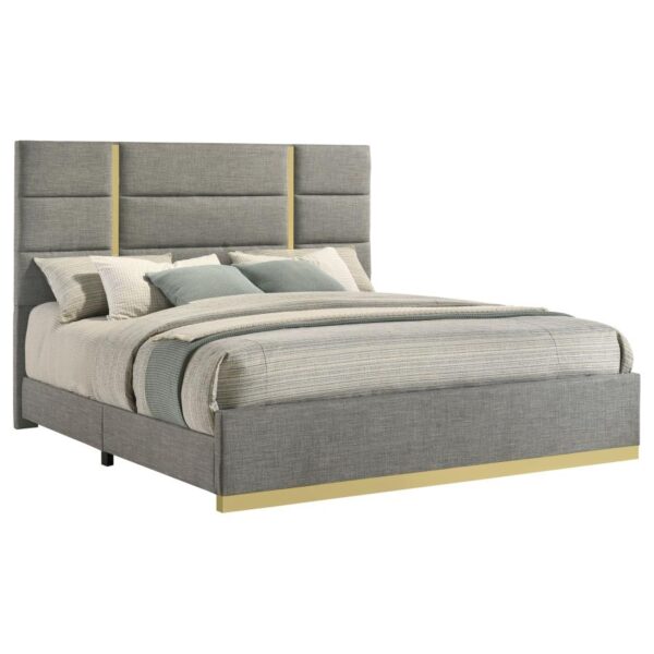Ines 56-inch Fabric Upholstered Eastern King Panel Bed Grey