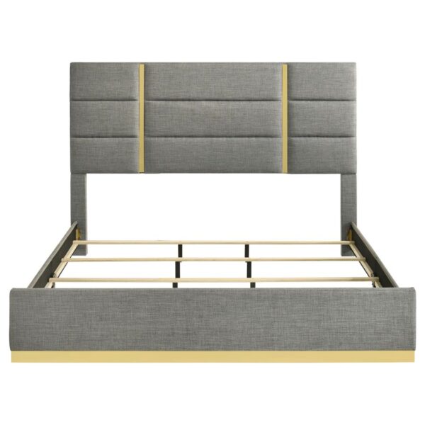 Ines 56-inch Fabric Upholstered Eastern King Panel Bed Grey