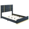 Ines 4-piece Queen Bedroom Set Navy and White High Gloss